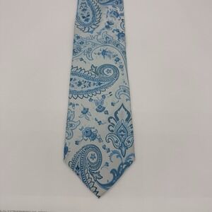 Riccardi Silk Necktie Blue Paisley Floral Classic Wide Designer Tie Italy